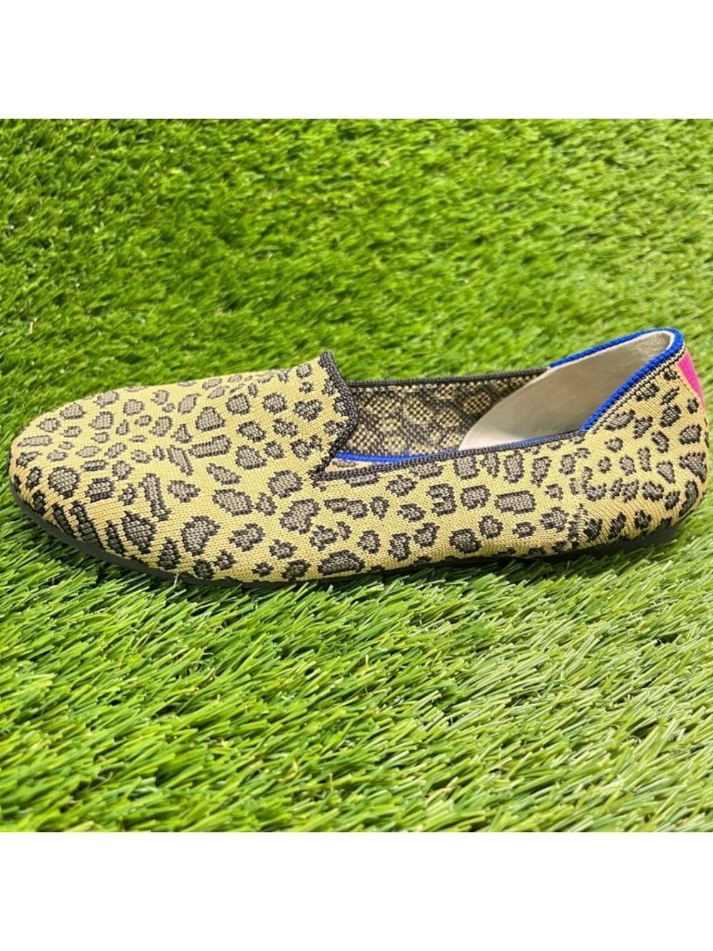 Rothy's The Loafer Leopard Girls Size 4Y Beige Black Casual Slip On Flats Shoes